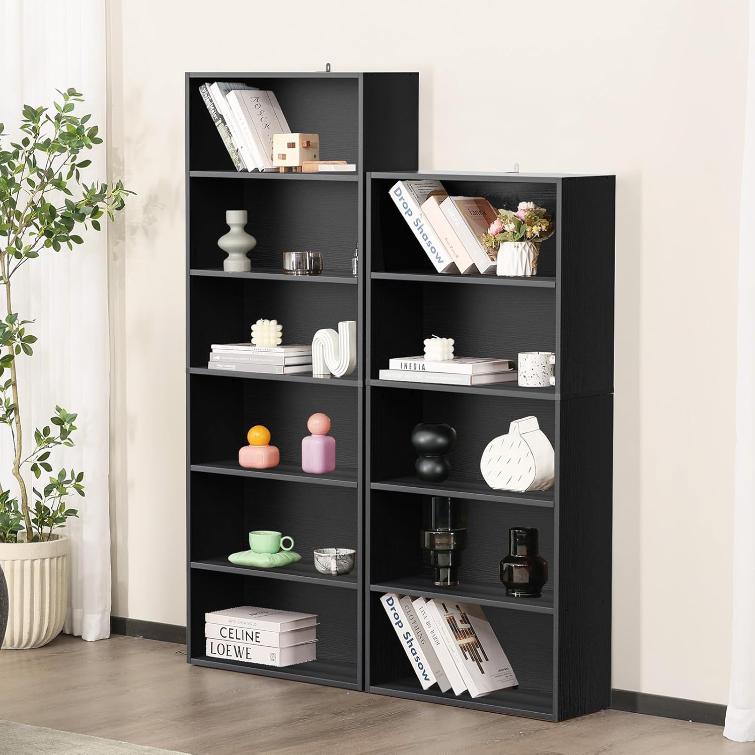 Dark Wood 5-Tier Bookshelf - Hình 2