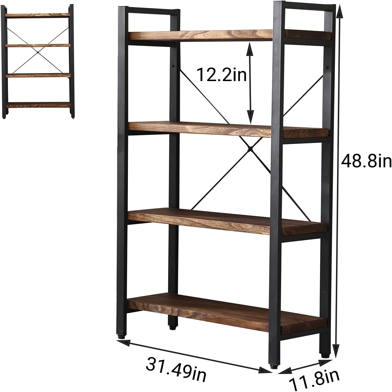 Industrial 4-Tier Bookshelf - Hình 2