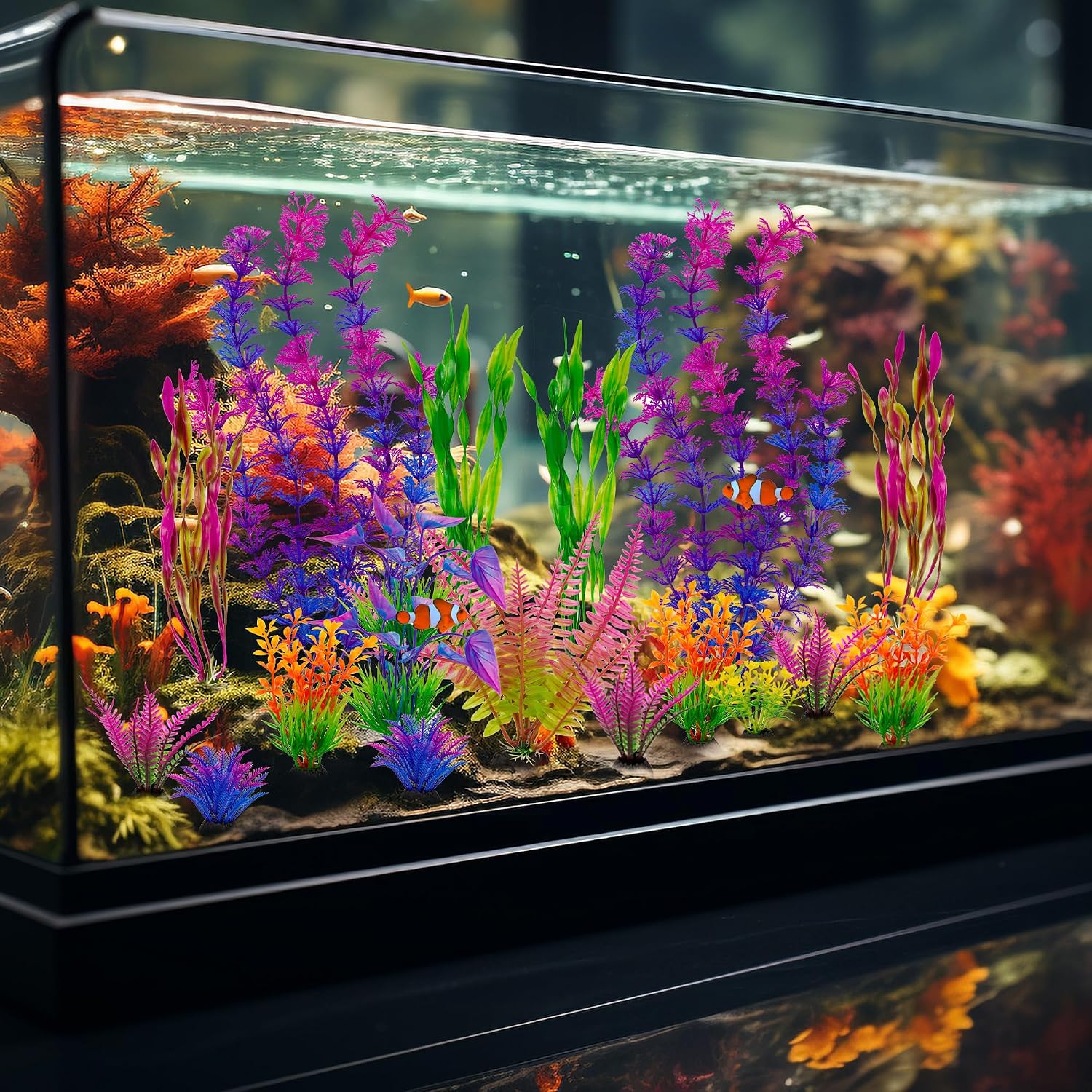 Assorted Colorful Plastic Aquarium Plants Bulk Pack — view 4