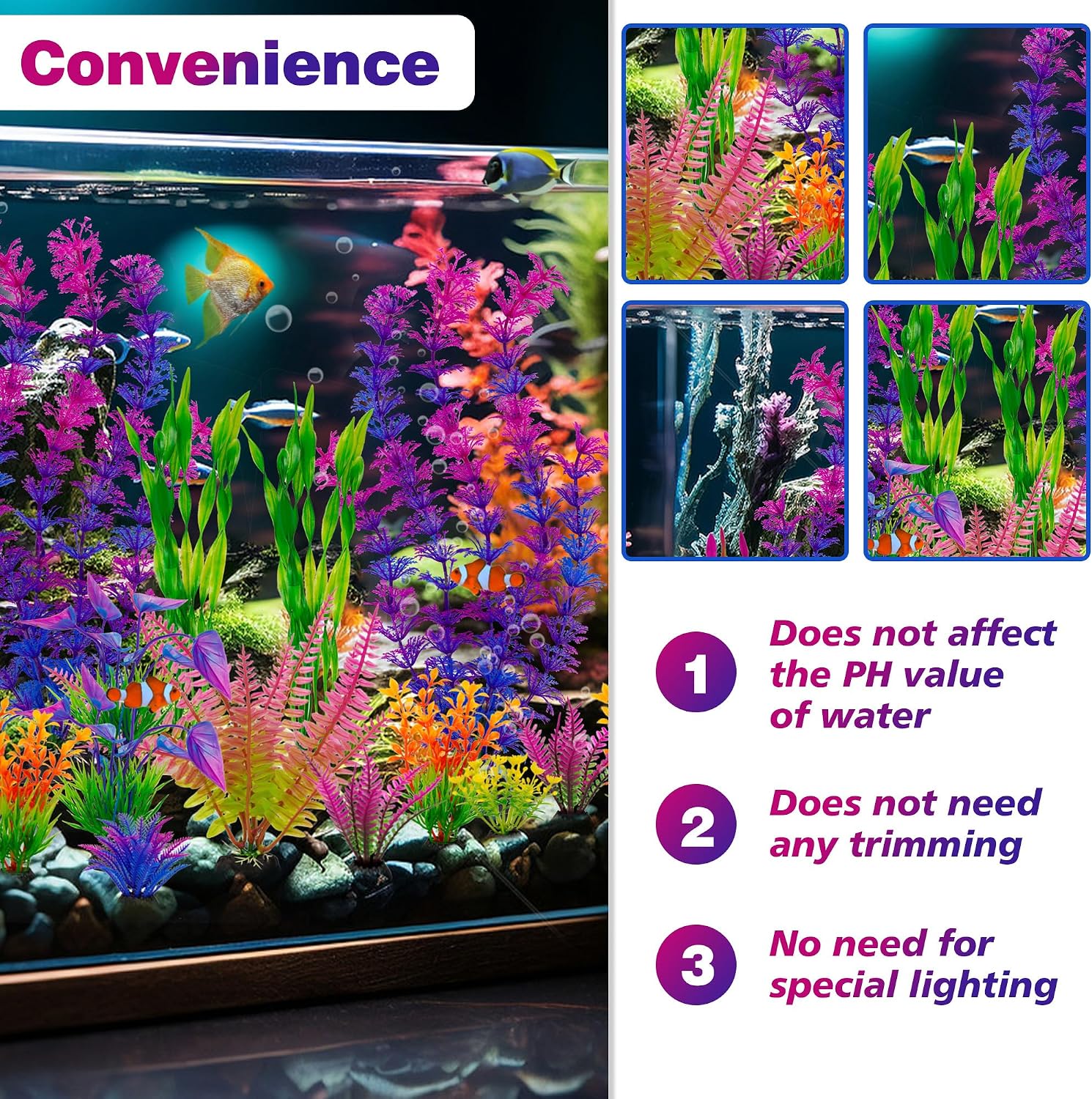 Assorted Colorful Plastic Aquarium Plants Bulk Pack — view 6