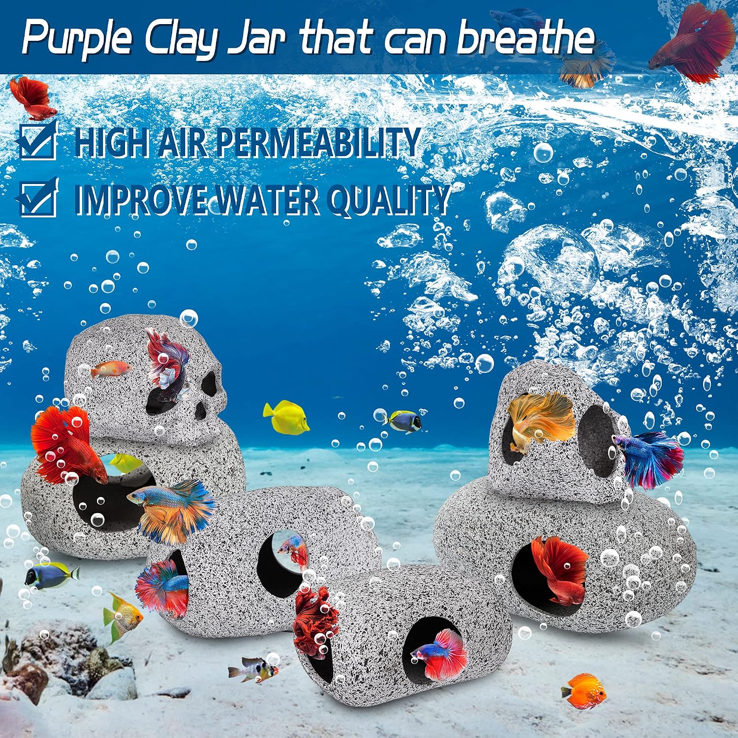 Natural Stone Look Betta Fish Cave for Aquarium — view 6
