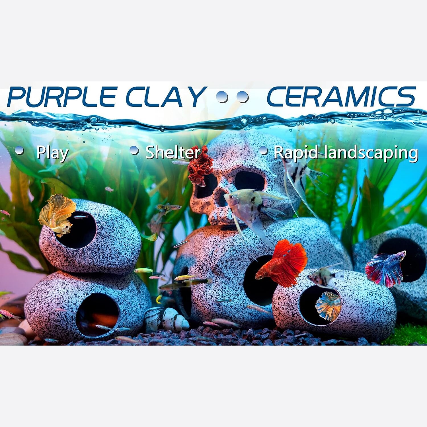 Natural Stone Look Betta Fish Cave for Aquarium — view 3
