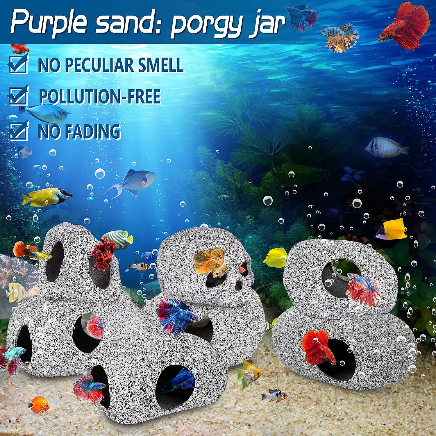 Natural Stone Look Betta Fish Cave for Aquarium — view 7