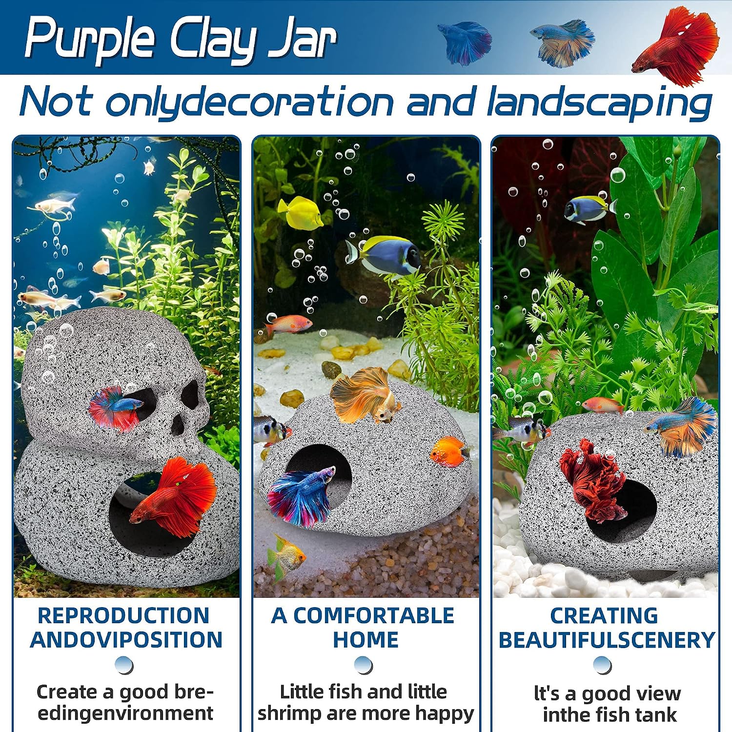 Natural Stone Look Betta Fish Cave for Aquarium — view 5