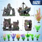 Premium Resin Aquarium Decor Set – Castle, Shipwreck, Barrel & Plants — view 2
