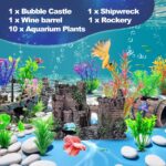 Premium Resin Aquarium Decor Set – Castle, Shipwreck, Barrel & Plants — view 3
