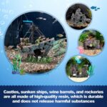 Premium Resin Aquarium Decor Set – Castle, Shipwreck, Barrel & Plants — view 5