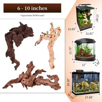 Natural Aquarium Driftwood Assortment – 6-10 Inch Aquatic Decor — view 2