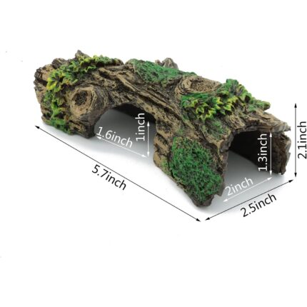 Mossy Forest Log Aquarium Hideaway with Greenery Accents — view 2