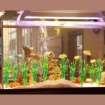 Vibrant Green Plastic Aquarium Plants with Ceramic Base — view 6