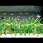 Vibrant Green Plastic Aquarium Plants with Ceramic Base — view 4