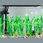 Vibrant Green Plastic Aquarium Plants with Ceramic Base — view 3