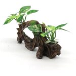 Exotic Tree Trunk Aquarium Decor with Vibrant Green Foliage — view 8