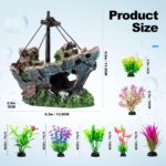 Sunken Shipwreck Aquarium Decor – Sunken Shipwreck & Colorful Plastic — view 2