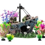 Sunken Shipwreck Aquarium Decor – Sunken Shipwreck & Colorful Plastic