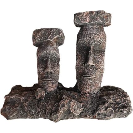 Ancient Island Stone Head Aquarium Ornament with Air Bubble Feature — view 2