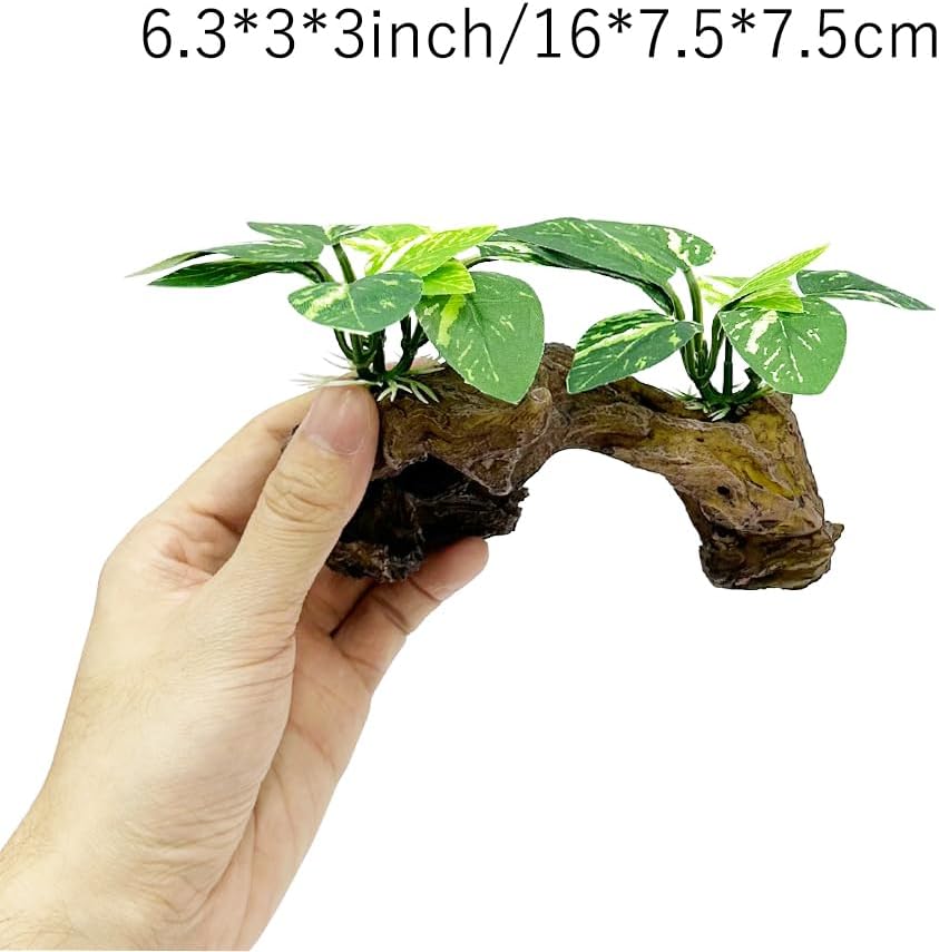 Realistic Driftwood Aquarium Decor with Pothos Plants — view 4