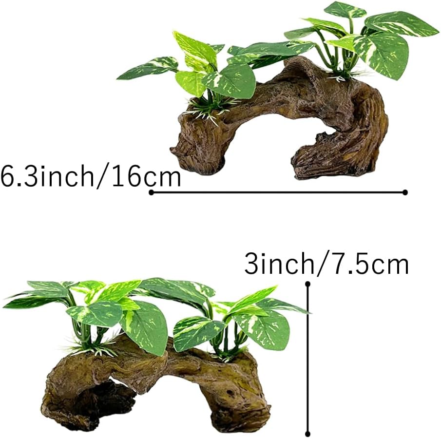 Realistic Driftwood Aquarium Decor with Pothos Plants — view 3
