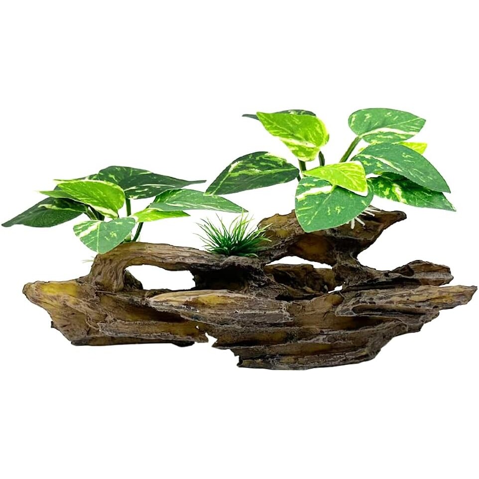 Realistic Driftwood Aquarium Decor with Pothos Plants — view 12