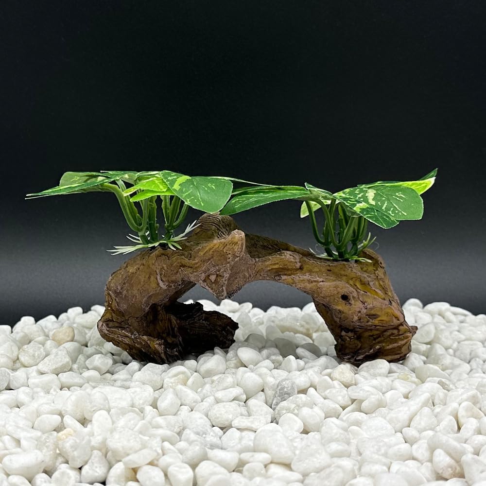 Realistic Driftwood Aquarium Decor with Pothos Plants — view 2
