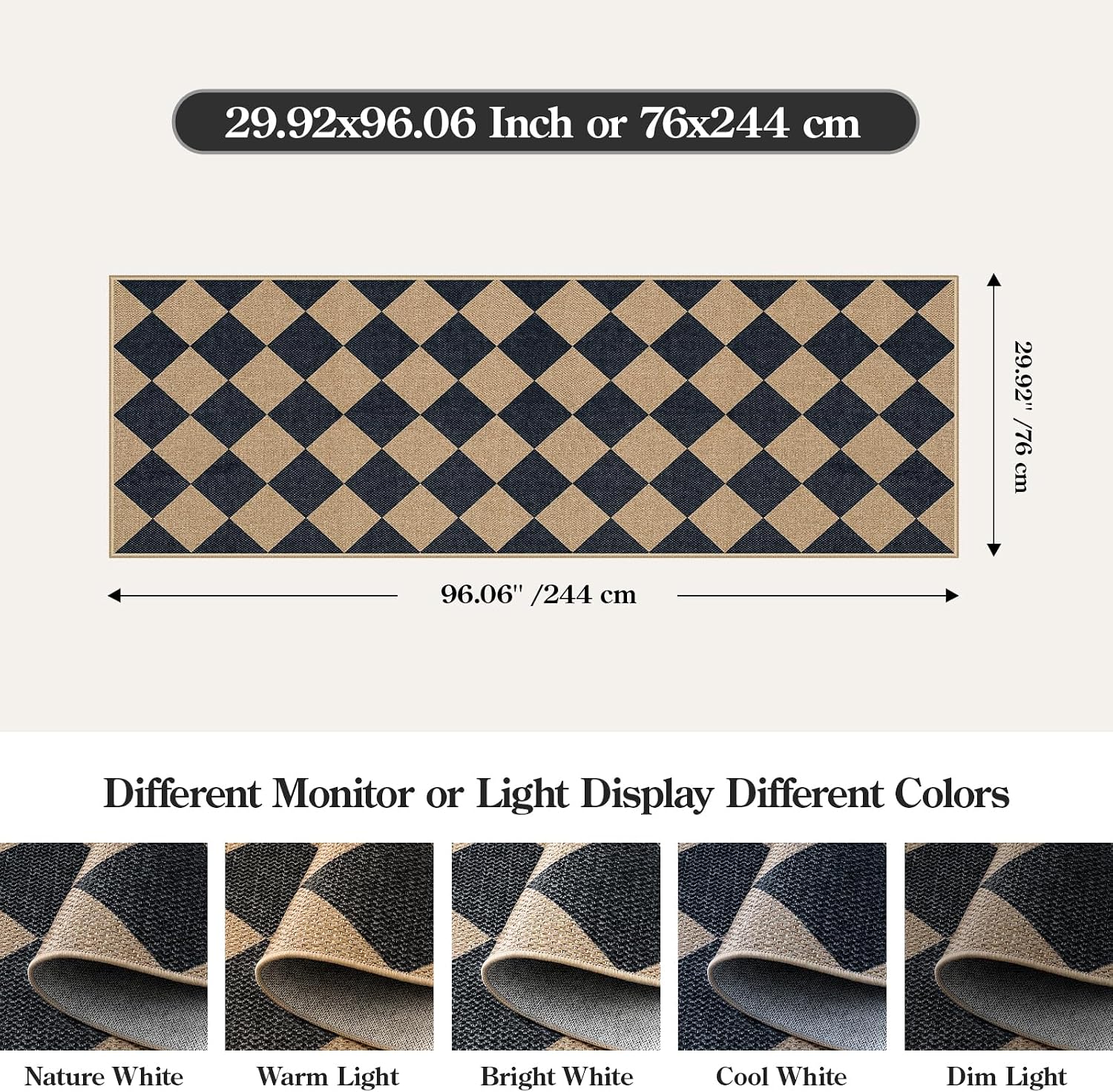 Geometric Checkerboard Runner Rug - image 2