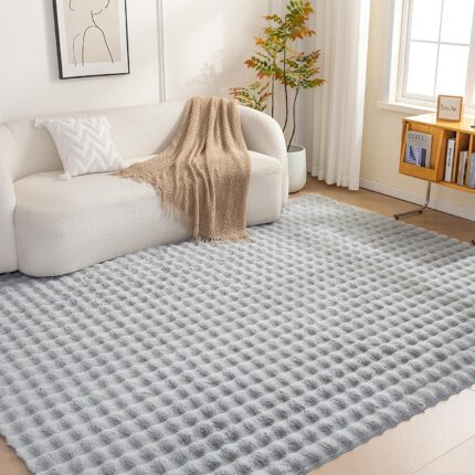 Cloud Grey Waffle Rug