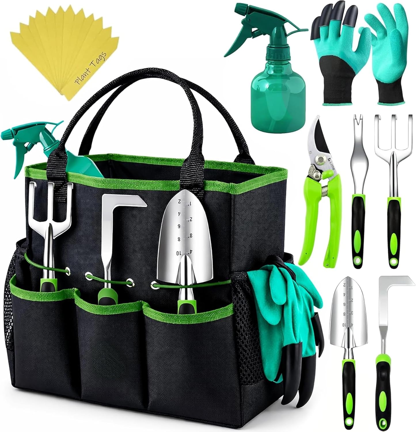 Deluxe Garden Tool Set with Tote & Sprayer - 10-Piece Kit