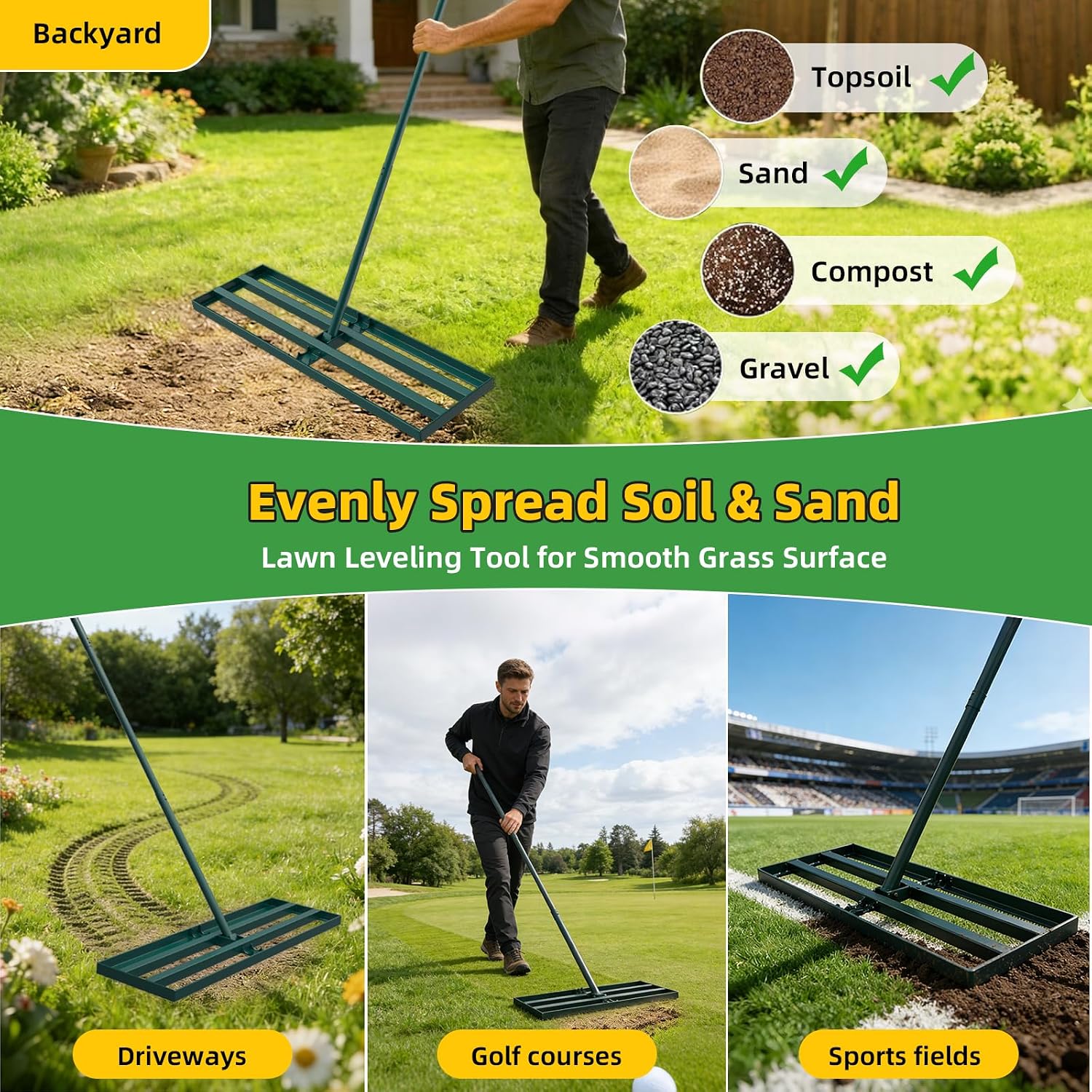Professional Lawn Leveling Rake - Hình 2