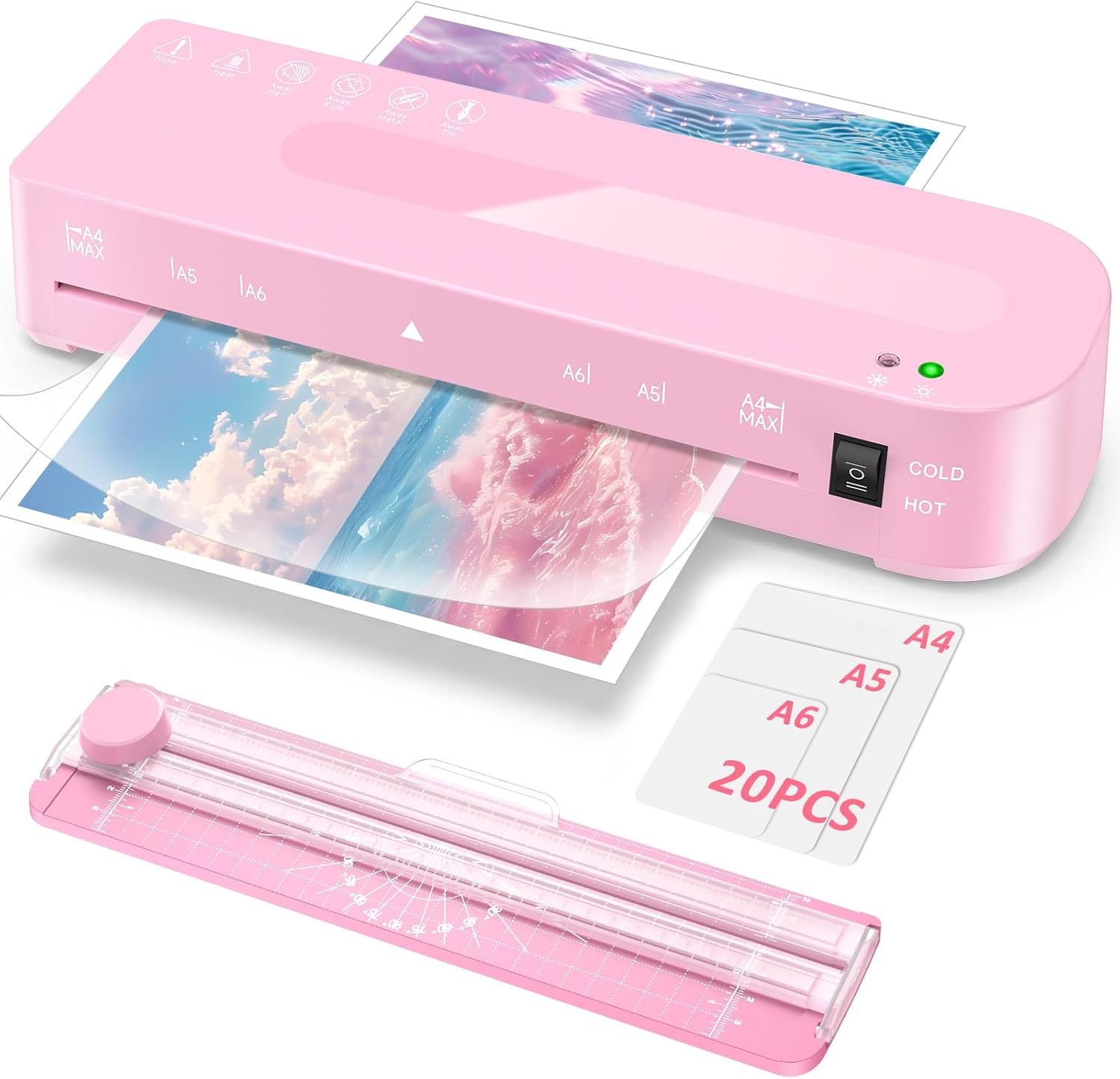 Pink A4 Thermal Laminator Kit