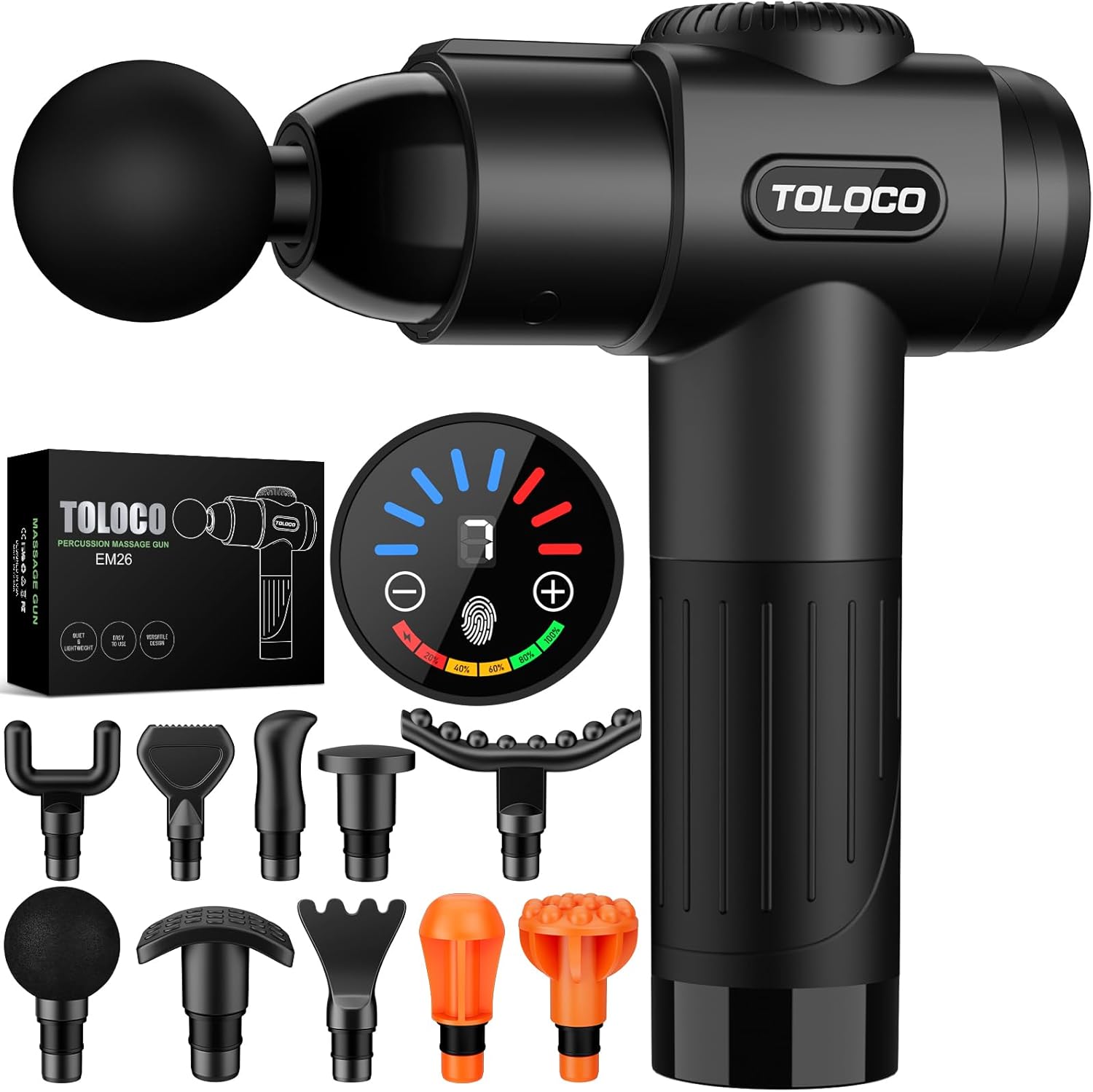 Deep Tissue Massage Gun with 10 Heads & LED Screen