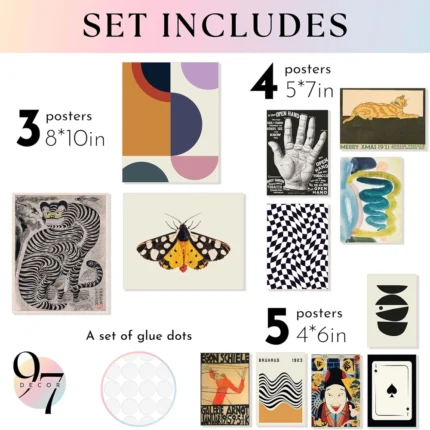 Eclectic Gallery Wall Art Posters - 12 Piece Aesthetic Print Set - Image 2