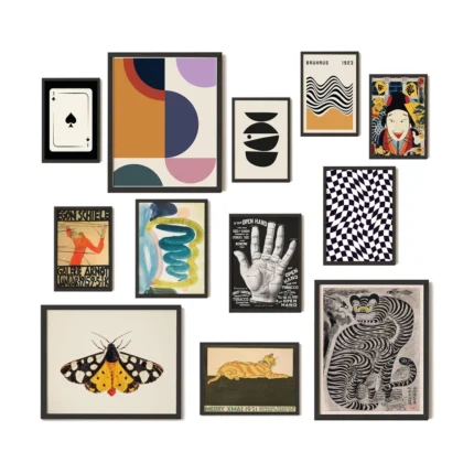 Eclectic Gallery Wall Art Posters - 12 Piece Aesthetic Print Set