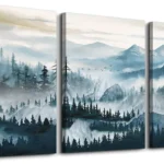Misty Mountain Forest Canvas Art - 3 Panel Serene Landscape Print - Image 10