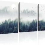 Misty Mountain Forest Canvas Art - 3 Panel Serene Landscape Print - Image 12
