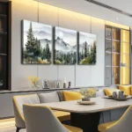 Misty Mountain Forest Canvas Art - 3 Panel Serene Landscape Print - Image 4