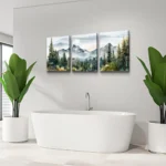 Misty Mountain Forest Canvas Art - 3 Panel Serene Landscape Print - Image 5