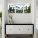 Misty Mountain Forest Canvas Art - 3 Panel Serene Landscape Print - Image 6