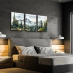 Misty Mountain Forest Canvas Art - 3 Panel Serene Landscape Print - Image 7