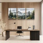 Misty Mountain Forest Canvas Art - 3 Panel Serene Landscape Print - Image 8