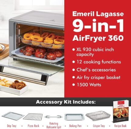 Olivaro Courtyard 9-in-1 Air Fryer Oven, Stainless Steel