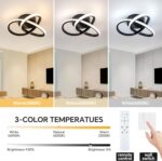 Modern Black LED Ceiling Light with Intertwined Rings & Remote — view 2