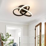 Modern Black LED Ceiling Light with Intertwined Rings & Remote — view 3