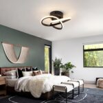 Modern Black LED Ceiling Light with Intertwined Rings & Remote — view 4
