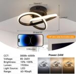 Modern Black LED Ceiling Light with Intertwined Rings & Remote — view 6