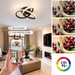 Modern Black LED Ceiling Light with Intertwined Rings & Remote — view 7