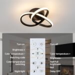 Modern Black LED Ceiling Light with Intertwined Rings & Remote — view 9