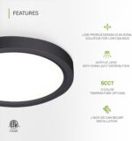 Sleek Black LED Flush Mount Ceiling Light with 5CCT, Dimmable 7-inch — view 3
