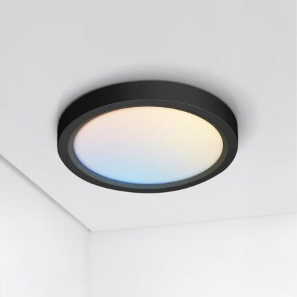 Black LED Flush Mount Ceiling Light - 18 cm