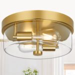 Industrial Matte Black Seeded Glass Flush Mount Ceiling Light — view 18