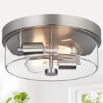 Industrial Matte Black Seeded Glass Flush Mount Ceiling Light — view 19